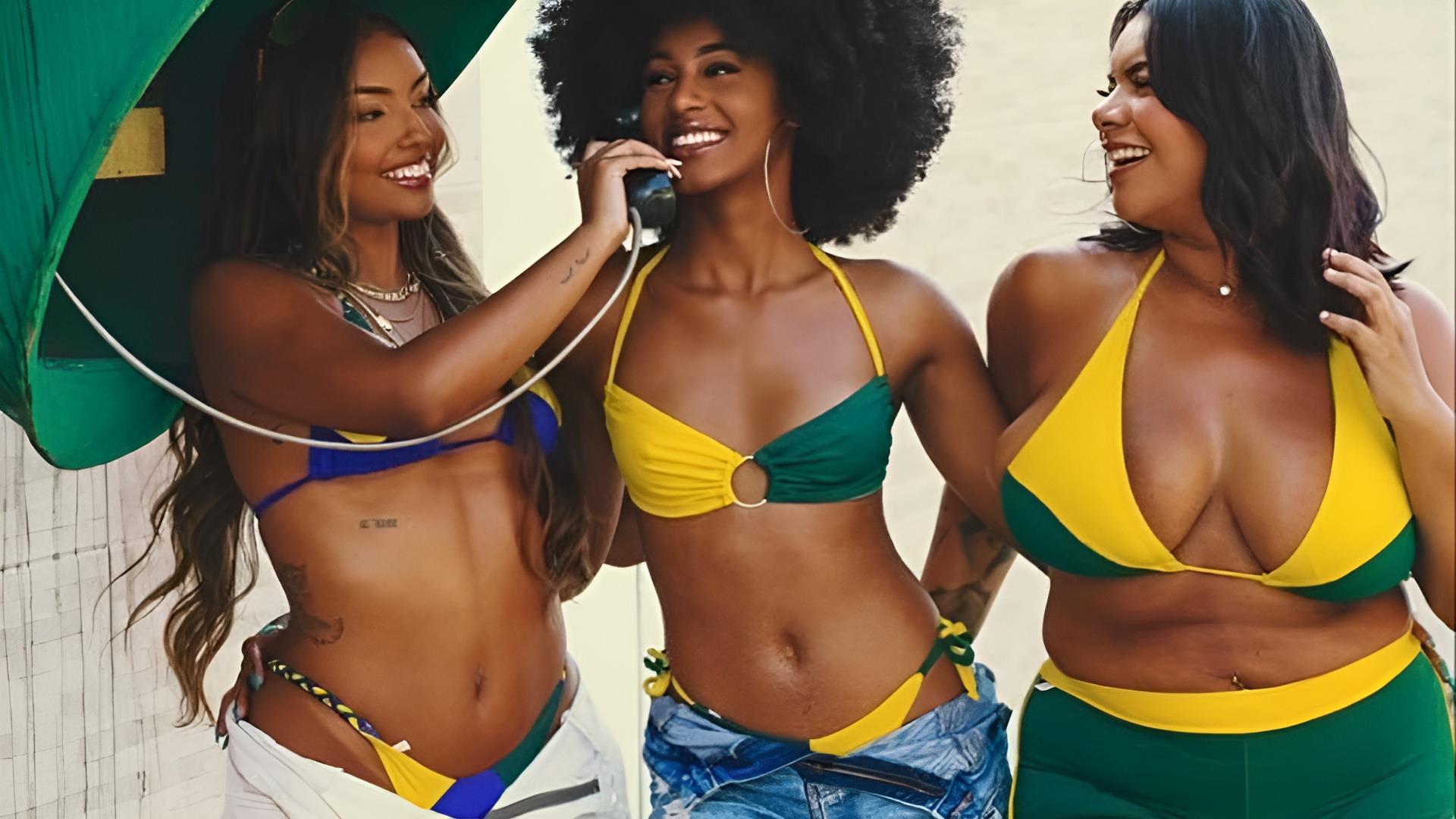 Three women sharing a moment in Sol brand photography.