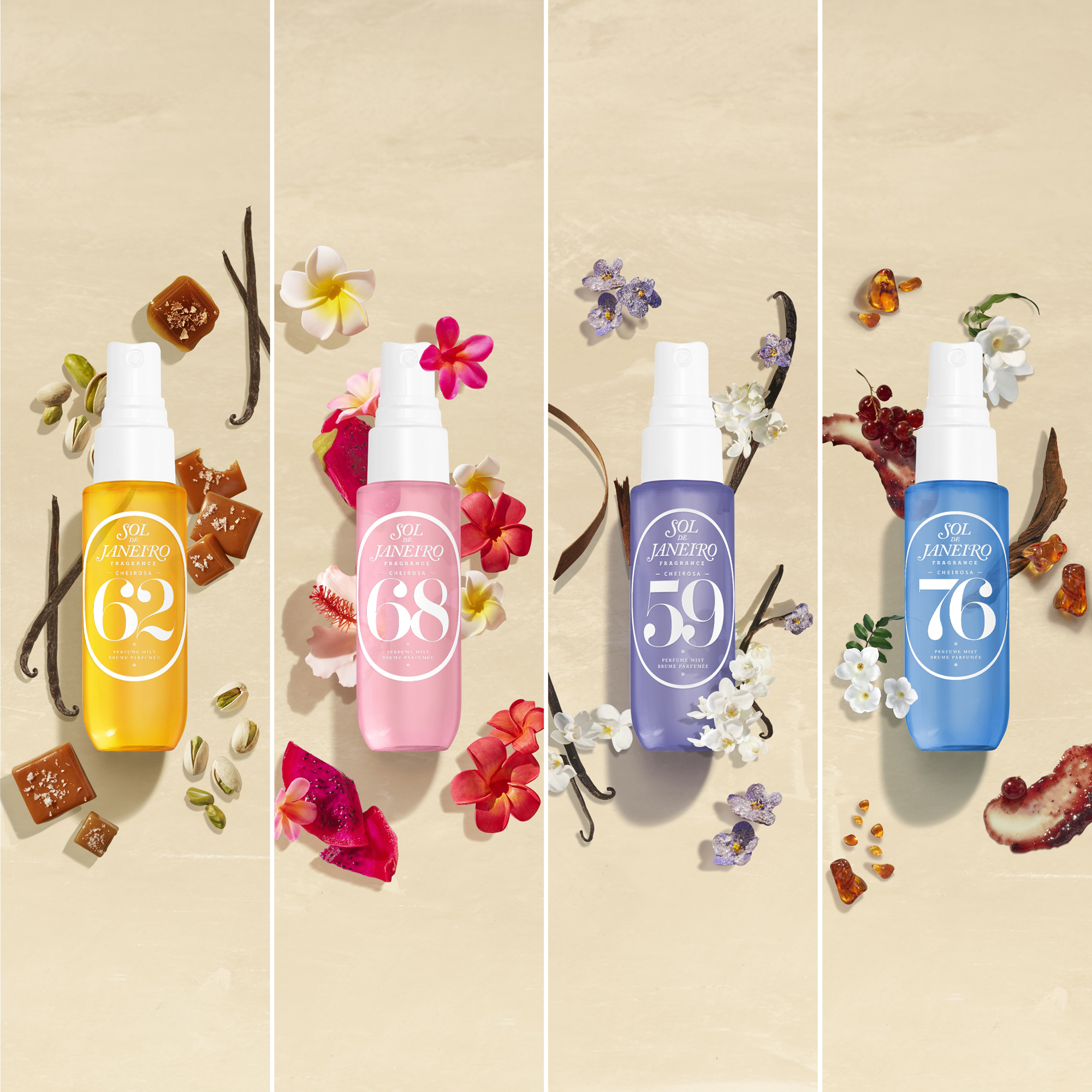 Cheirosa 62, 68, 59 and 76 perfume mist discovery set.